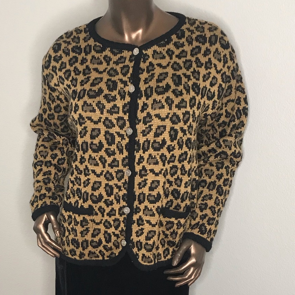 Vintage 80s leopard Tally-Ho sweater